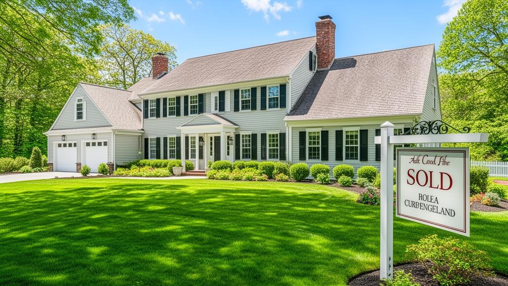 Colonial home exterior with Sold sign
